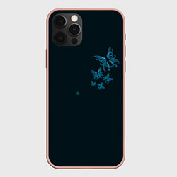 Чехол для iPhone 12 Pro Max Стая неоновых бабочек, цвет: 3D-светло-розовый