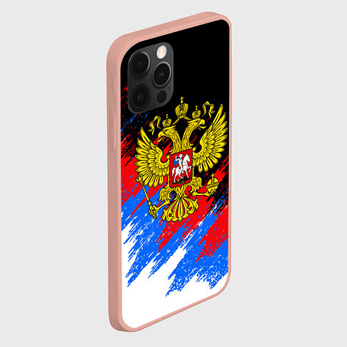 Чехол iPhone 12 Pro Max ТРИКОЛОР РОССИЯ, БРЫЗГИ КРАСОК / 3D-Светло-розовый – фото 2