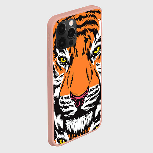 Чехол iPhone 12 Pro Max ТИГР СИМВОЛ НОВОГО ГОДА 2022 TIGER / 3D-Светло-розовый – фото 2