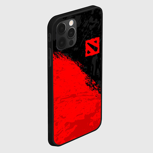 Чехол iPhone 12 Pro Max DOTA 2 RED LOGO, БРЫЗГИ КРАСОК / 3D-Черный – фото 2