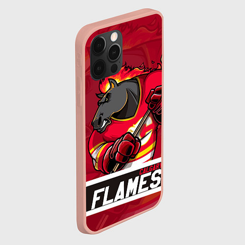 Чехол iPhone 12 Pro Max Калгари Флэймз, Calgary Flames / 3D-Светло-розовый – фото 2