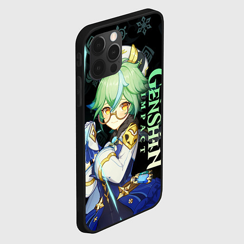 Чехол iPhone 12 Pro Max Genshin Impact - Sucrose / 3D-Черный – фото 2