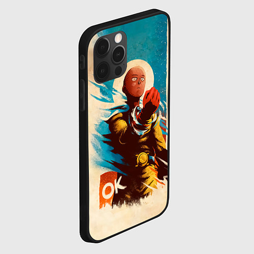 Чехол iPhone 12 Pro Max One Punch-Man Эпичный Сайтама / 3D-Черный – фото 2