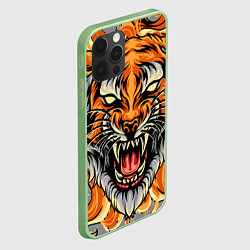 Чехол для iPhone 12 Pro Max Символ года тигр в гневе, цвет: 3D-салатовый — фото 2