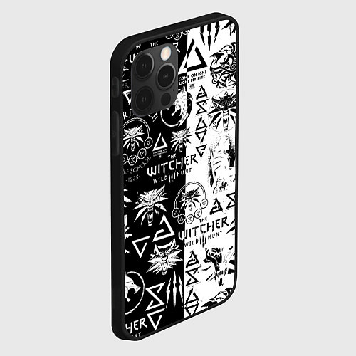 Чехол iPhone 12 Pro Max THE WITCHER LOGOOMBING ВЕДЬМАК ПАТТЕРН / 3D-Черный – фото 2