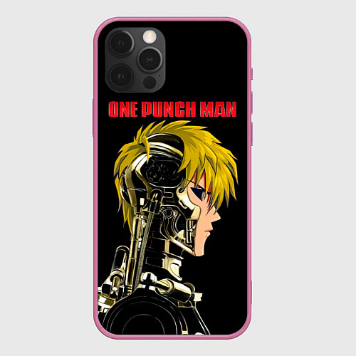 Чехол iPhone 12 Pro Max Кибернетическое тело Геноса One Punch-Man / 3D-Малиновый – фото 1