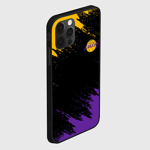 Чехол iPhone 12 Pro Max LAKERS БРЫЗГИ КРАСОК / 3D-Черный – фото 2