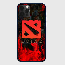 Чехол для iPhone 12 Pro Max DOTA 2 ЛОГО В ОГНЕ, ПЕРСОНАЖИ, цвет: 3D-черный