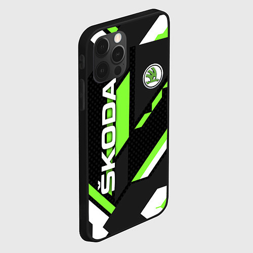 Чехол iPhone 12 Pro Max ШКОДА ГЕОМЕТРИЯ ЛИНИИ SKODA GEOMETRY SPORT / 3D-Черный – фото 2