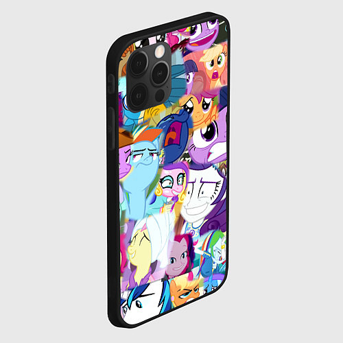 Чехол iPhone 12 Pro Max My Little Pony Персонажи / 3D-Черный – фото 2