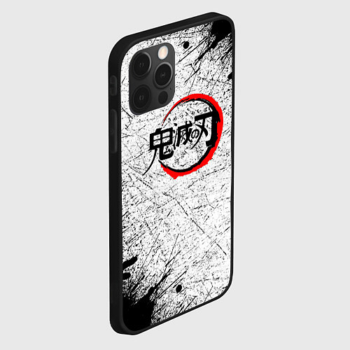 Чехол iPhone 12 Pro Max Клинок рассекающий демонов гранж / 3D-Черный – фото 2