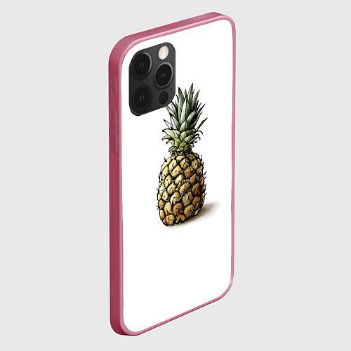 Чехол iPhone 12 Pro Max Pineapple watercolor / 3D-Малиновый – фото 2