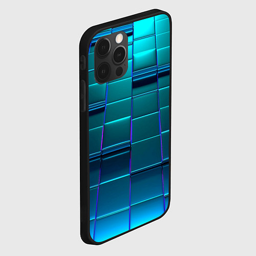 Чехол iPhone 12 Pro Max 3D квадраты неоновые / 3D-Черный – фото 2