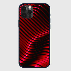 Чехол для iPhone 12 Pro Max Волны красного металла, цвет: 3D-черный