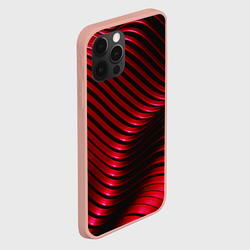 Чехол iPhone 12 Pro Max Волны красного металла / 3D-Светло-розовый – фото 2
