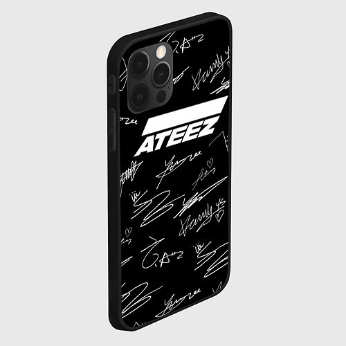 Чехол iPhone 12 Pro Max ATEEZ БЕЛЫЕ АВТОГРАФЫ УЗОР / 3D-Черный – фото 2