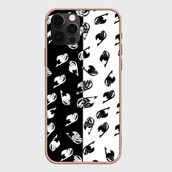 Чехол для iPhone 12 Pro Max FAIRY TAIL BLACK WHITE ХВОСТ ФЕИ СИМВОЛЫ ЧЁРНО БЕЛ, цвет: 3D-светло-розовый