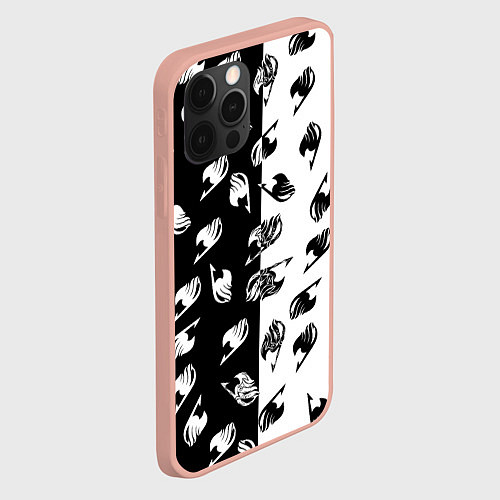 Чехол iPhone 12 Pro Max FAIRY TAIL BLACK WHITE ХВОСТ ФЕИ СИМВОЛЫ ЧЁРНО БЕЛ / 3D-Светло-розовый – фото 2
