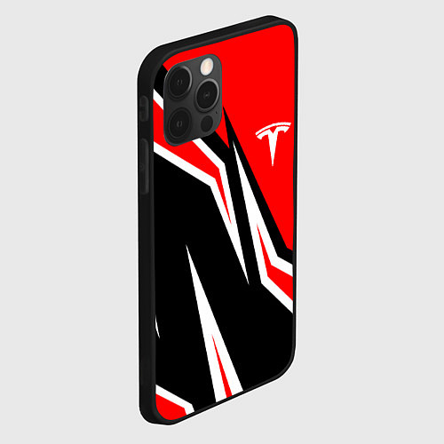 Чехол iPhone 12 Pro Max TESLA MOTORS RED LINE ТЕСЛА / 3D-Черный – фото 2