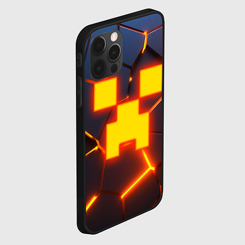 Чехол iPhone 12 Pro Max ОГНЕННЫЙ КРИПЕР 3D ПЛИТЫ FIRE CREEPER / 3D-Черный – фото 2