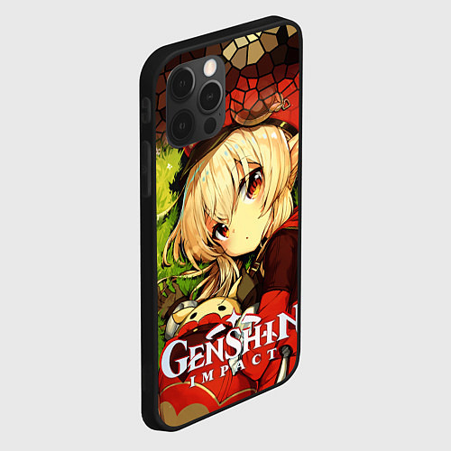 Чехол iPhone 12 Pro Max Кли - искорка из Genshin Impact / 3D-Черный – фото 2