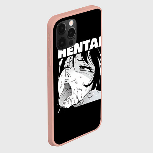 Чехол iPhone 12 Pro Max HENTAI девочка ahegao / 3D-Светло-розовый – фото 2