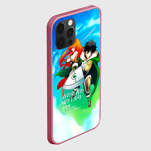 Чехол iPhone 12 Pro Max The Rising of the Shield Hero - Наофуми и Рафталия / 3D-Малиновый – фото 2