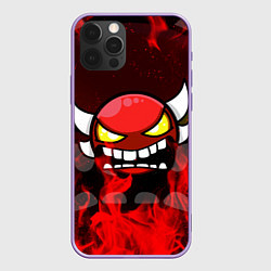 Чехол для iPhone 12 Pro Max GEOMETRY DASH RAGE SMLIE LEVELS RED FIRE, цвет: 3D-сиреневый