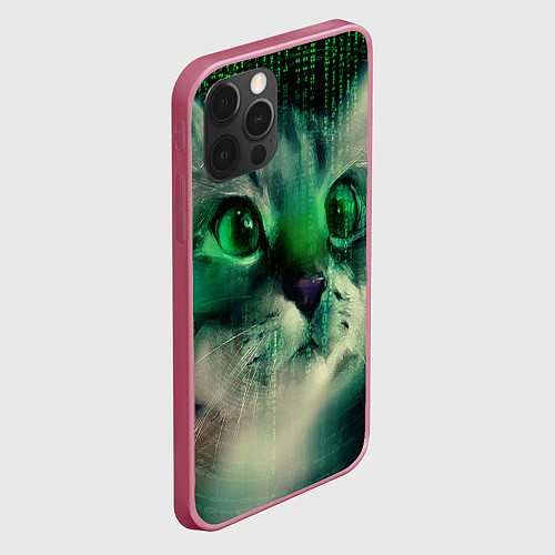 Чехол iPhone 12 Pro Max Cat in The Digital World / 3D-Малиновый – фото 2