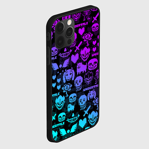 Чехол iPhone 12 Pro Max UNDERTALE NEON PATTERN УЗОР / 3D-Черный – фото 2