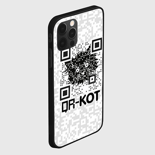 Чехол iPhone 12 Pro Max QR код котик / 3D-Черный – фото 2