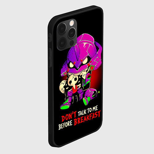 Чехол iPhone 12 Pro Max DONT TALK TO ME BEFORE BREAKFAST - Evangelion / 3D-Черный – фото 2