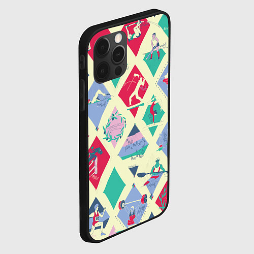 Чехол iPhone 12 Pro Max Живу Спортом! / 3D-Черный – фото 2