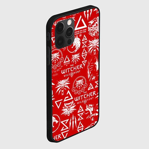 Чехол iPhone 12 Pro Max THE WITCHER LOGOBOMBING ЛОГОТИПЫ ВЕДЬМАКА / 3D-Черный – фото 2