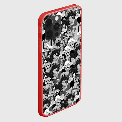 Чехол iPhone 12 Pro Max Манки Д Луффи, One Piece ЧБ / 3D-Красный – фото 2