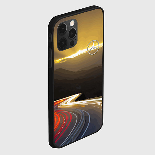 Чехол iPhone 12 Pro Max Ночная трасса, Мерседес / 3D-Черный – фото 2