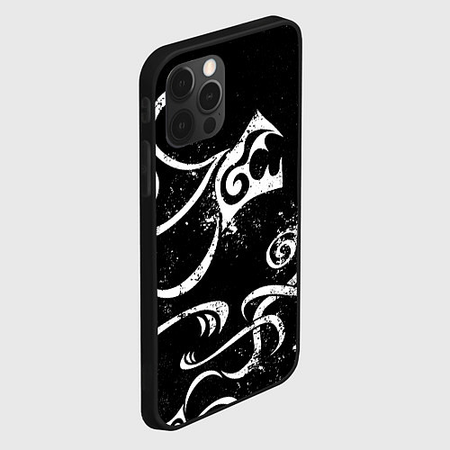 Чехол iPhone 12 Pro Max ТАТУИРОВКА ДРАКЕНА WHITE AND BLACK / 3D-Черный – фото 2