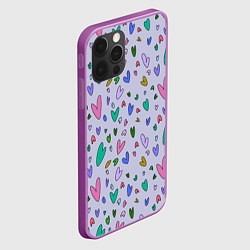Чехол для iPhone 12 Pro Max Сиреневые сердечки, цвет: 3D-сиреневый — фото 2