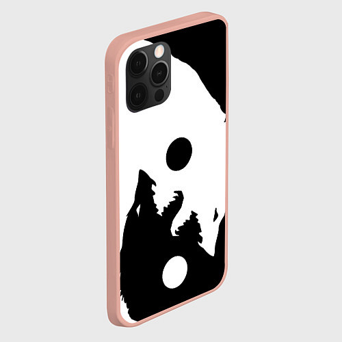 Чехол iPhone 12 Pro Max Волки Инь и Янь Добро и Зло / 3D-Светло-розовый – фото 2