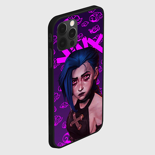 Чехол iPhone 12 Pro Max League Of Legends ARCANE JINX НЕОН / 3D-Черный – фото 2