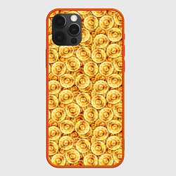 Чехол для iPhone 12 Pro Max Золотые Биткоины, цвет: 3D-красный