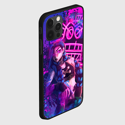 Чехол iPhone 12 Pro Max League Of Legends Arcane ДЖИНКС НЕОНОВАЯ КРАСКА / 3D-Черный – фото 2