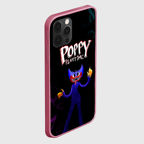 Чехол iPhone 12 Pro Max Poppy Playtime бабочки / 3D-Малиновый – фото 2