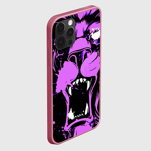 Чехол iPhone 12 Pro Max Neon pink lion / 3D-Малиновый – фото 2