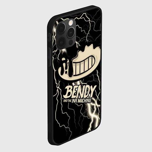 Чехол iPhone 12 Pro Max Bendy and the Ink Machine МОЛНИЯ / 3D-Черный – фото 2