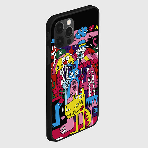 Чехол iPhone 12 Pro Max Разноцветные монстры / 3D-Черный – фото 2
