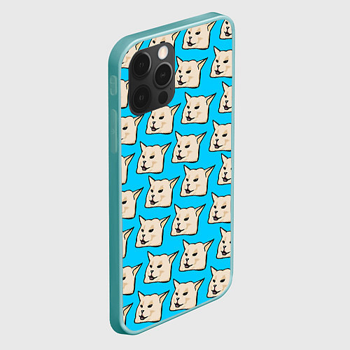 Чехол iPhone 12 Pro Max Screaming woman cat / 3D-Мятный – фото 2