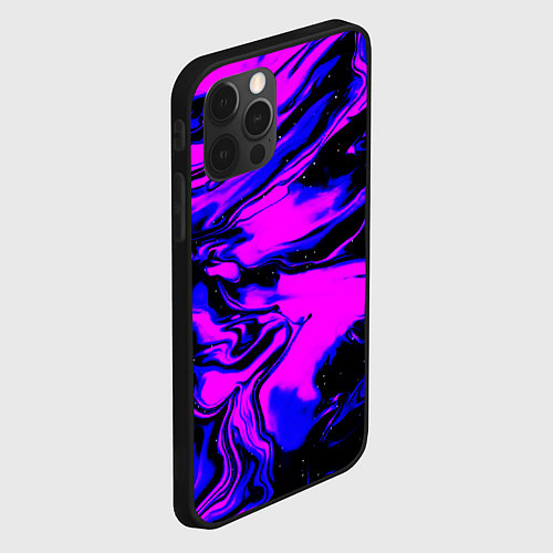 Чехол iPhone 12 Pro Max НЕОНОВЫЕ РАЗВОДЫ КРАСОК / 3D-Черный – фото 2