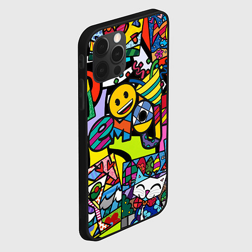Чехол iPhone 12 Pro Max Romero Britto - emoji / 3D-Черный – фото 2