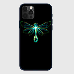 Чехол для iPhone 12 Pro Max Неоновая стрекоза, цвет: 3D-черный